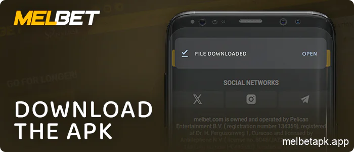 Download Melbet apk from the menu